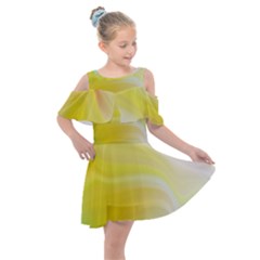 Gradient Green Yellow Kids  Shoulder Cutout Chiffon Dress by ConteMonfrey