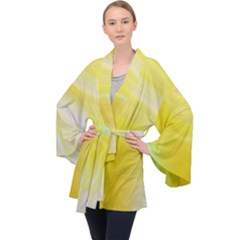 Gradient Green Yellow Long Sleeve Velvet Kimono  by ConteMonfrey