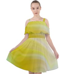 Gradient Green Yellow Cut Out Shoulders Chiffon Dress by ConteMonfrey