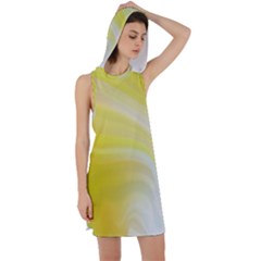 Gradient Green Yellow Racer Back Hoodie Dress by ConteMonfrey