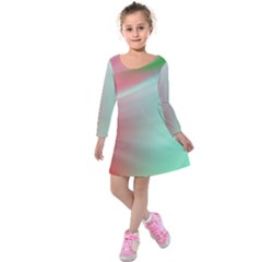 Gradient Pink, Blue, Red Kids  Long Sleeve Velvet Dress by ConteMonfrey