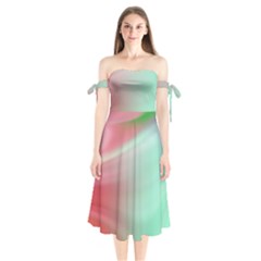 Gradient Pink, Blue, Red Shoulder Tie Bardot Midi Dress by ConteMonfrey