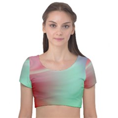 Gradient Pink, Blue, Red Velvet Short Sleeve Crop Top  by ConteMonfrey