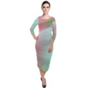 Gradient Pink, blue, red Quarter Sleeve Midi Velour Bodycon Dress View1