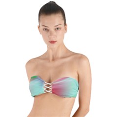 Gradient Pink, Blue, Red Twist Bandeau Bikini Top by ConteMonfrey