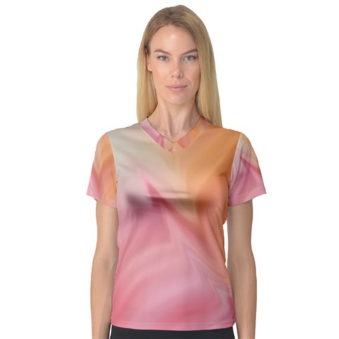 Gradient Orange, Purple, Pink V-neck Sport Mesh Tee by ConteMonfrey