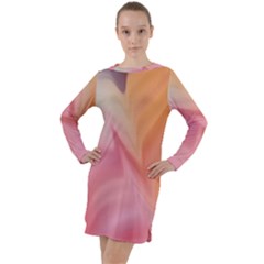 Gradient Orange, Purple, Pink Long Sleeve Hoodie Dress by ConteMonfrey