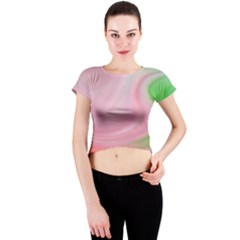 Gradient Pink Green Orange Crew Neck Crop Top by ConteMonfrey