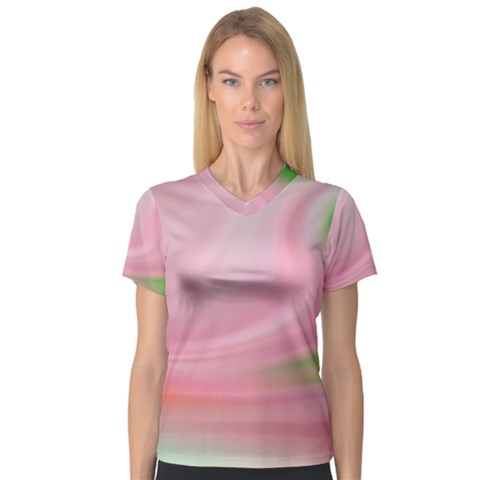 Gradient Pink Green Orange V-neck Sport Mesh Tee by ConteMonfrey