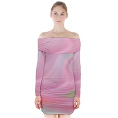 Gradient Pink Green Orange Long Sleeve Off Shoulder Dress by ConteMonfrey