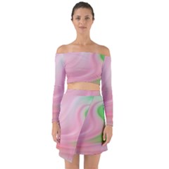 Gradient Pink Green Orange Off Shoulder Top With Skirt Set by ConteMonfrey