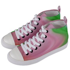 Gradient Pink Green Orange Women s Mid-top Canvas Sneakers by ConteMonfrey