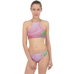 Gradient Pink Green Orange Racer Front Bikini Set by ConteMonfrey