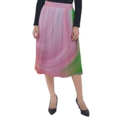 Gradient Pink Green Orange Classic Velour Midi Skirt  by ConteMonfrey