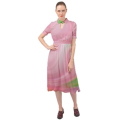 Gradient Pink Green Orange Keyhole Neckline Chiffon Dress by ConteMonfrey