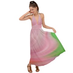 Gradient Pink Green Orange Backless Maxi Beach Dress by ConteMonfrey