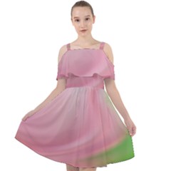 Gradient Pink Green Orange Cut Out Shoulders Chiffon Dress by ConteMonfrey