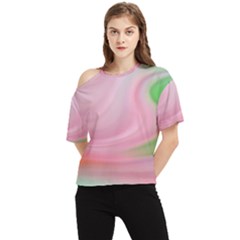 Gradient Pink Green Orange One Shoulder Cut Out Tee by ConteMonfrey