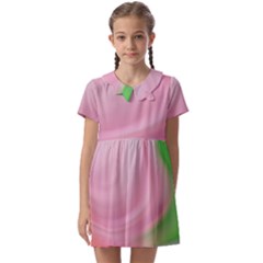 Gradient Pink Green Orange Kids  Asymmetric Collar Dress by ConteMonfrey