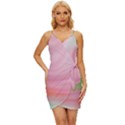 Gradient pink green orange Wrap Tie Front Dress View1