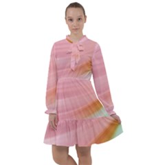 Gradient Ice Cream Pink Green All Frills Chiffon Dress by ConteMonfrey