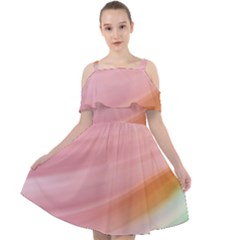 Gradient Ice Cream Pink Green Cut Out Shoulders Chiffon Dress by ConteMonfrey