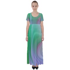 Gradient Green Blue High Waist Short Sleeve Maxi Dress by ConteMonfrey