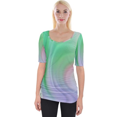 Gradient Green Blue Wide Neckline Tee by ConteMonfrey