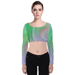 Gradient Green Blue Velvet Long Sleeve Crop Top by ConteMonfrey