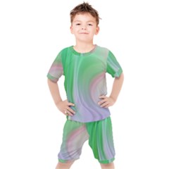 Gradient Green Blue Kids  Tee And Shorts Set by ConteMonfrey