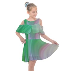 Gradient Green Blue Kids  Shoulder Cutout Chiffon Dress by ConteMonfrey