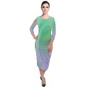 Gradient green blue Quarter Sleeve Midi Velour Bodycon Dress View1