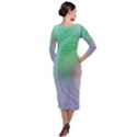 Gradient green blue Quarter Sleeve Midi Velour Bodycon Dress View2