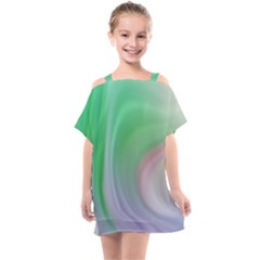 Gradient Green Blue Kids  One Piece Chiffon Dress by ConteMonfrey