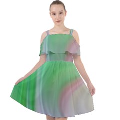 Gradient Green Blue Cut Out Shoulders Chiffon Dress by ConteMonfrey