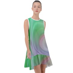 Gradient Green Blue Frill Swing Dress by ConteMonfrey