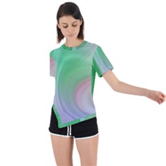 Gradient Green Blue Asymmetrical Short Sleeve Sports Tee by ConteMonfrey