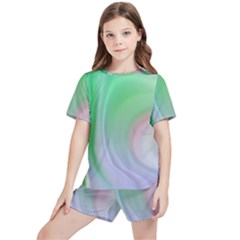 Gradient Green Blue Kids  Tee And Sports Shorts Set by ConteMonfrey