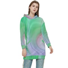 Gradient Green Blue Women s Long Oversized Pullover Hoodie by ConteMonfrey