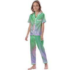 Gradient Green Blue Kids  Satin Short Sleeve Pajamas Set by ConteMonfrey