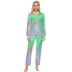 Gradient Green Blue Womens  Long Sleeve Velvet Pocket Pajamas Set by ConteMonfrey