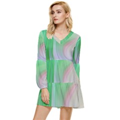 Gradient Green Blue Tiered Long Sleeve Mini Dress by ConteMonfrey