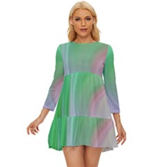 Gradient Green Blue Long Sleeve Babydoll Dress by ConteMonfrey