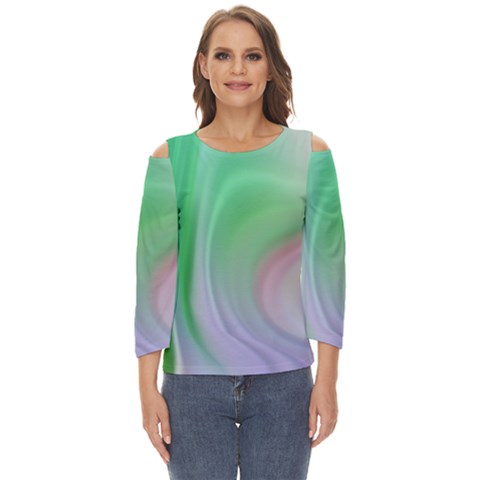 Gradient Green Blue Cut Out Wide Sleeve Top by ConteMonfrey