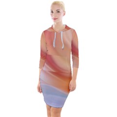 Gradient  Orange Green Red Quarter Sleeve Hood Bodycon Dress by ConteMonfrey