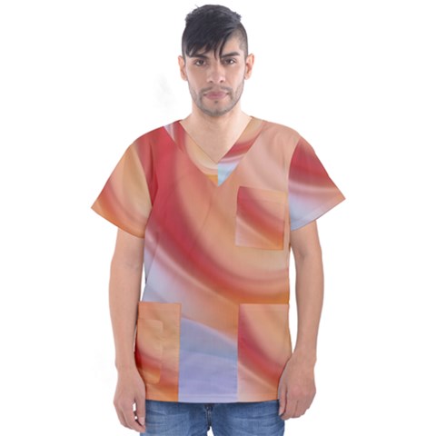 Gradient  Orange Green Red Men s V-neck Scrub Top by ConteMonfrey