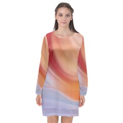 Gradient  Orange Green Red Long Sleeve Chiffon Shift Dress  by ConteMonfrey