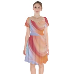 Gradient  Orange Green Red Short Sleeve Bardot Dress by ConteMonfrey