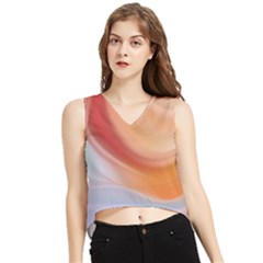 Gradient  Orange Green Red V-neck Cropped Tank Top by ConteMonfrey