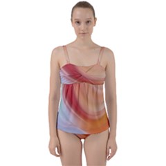 Gradient  Orange Green Red Twist Front Tankini Set by ConteMonfrey